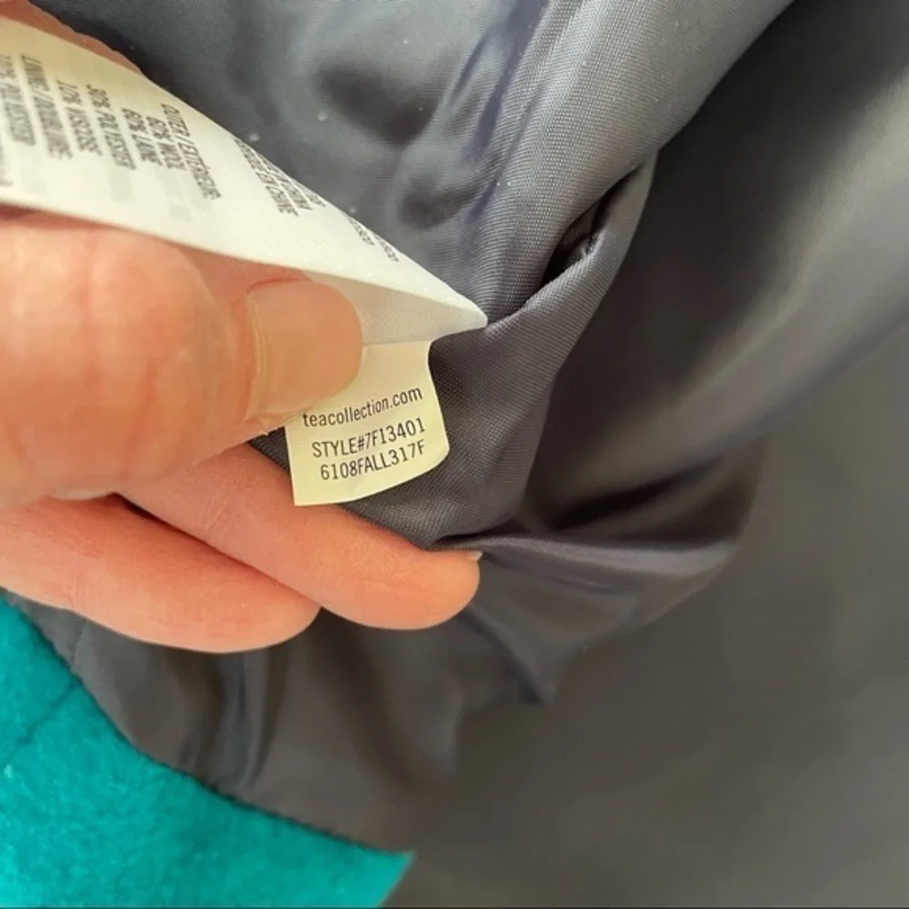 Tea collection teal wool blend hooded cape coat jacket size girls Large‎